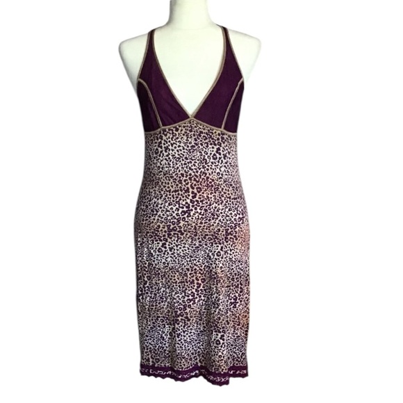 FREE PEOPLE Cheetah Lace Purple Gold Women’s SZ SM Boho Bohemian Slip Dress EUC - Picture 1 of 16
